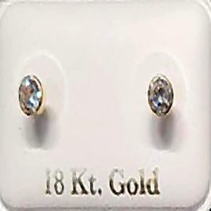 18K Gold Men's Bezel CZ Stud Earrings