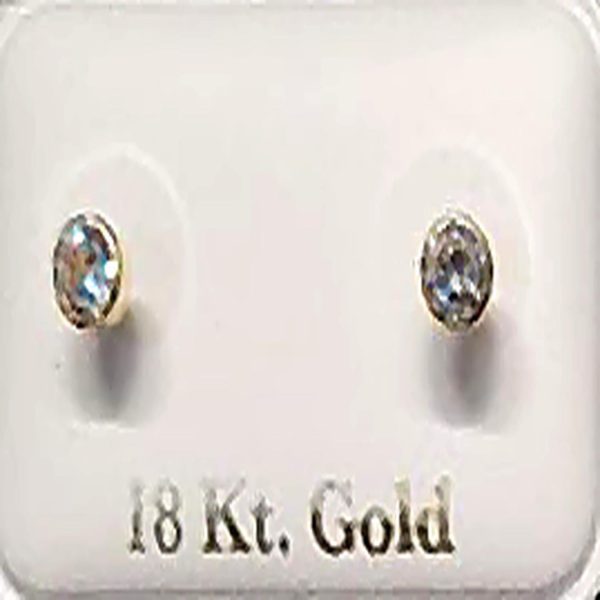 18K Gold Men's Bezel CZ Stud Earrings