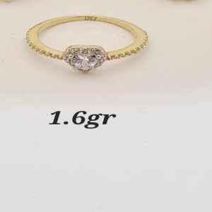 18K Gold Heart Halo Ring – 1.6g - SIZE 6