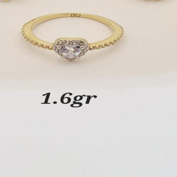 18K Gold Heart Halo Ring – 1.6g - SIZE 6