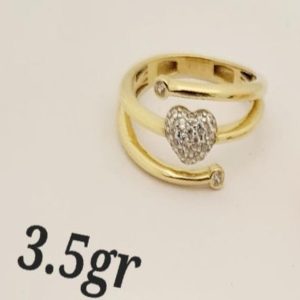 18K Gold Wrap Ring with Pavé Heart – 3.5g - SIZE 7.75