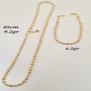 Classic Tricolor Bead Set – 18K Gold