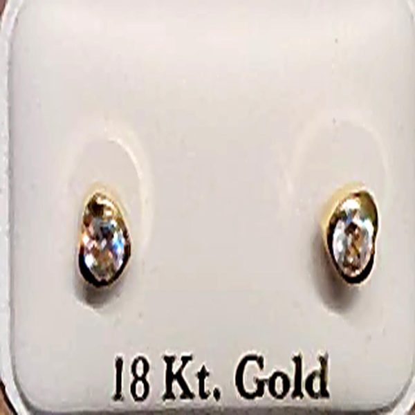 18K Gold Men's Round CZ Stud Earrings