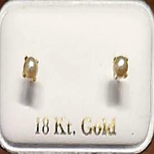 18K Gold Men's Pearl Stud Earrings