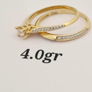 18K Gold Engagement & Wedding Ring Set – Sizes 6 and 6.5 (4.0g)