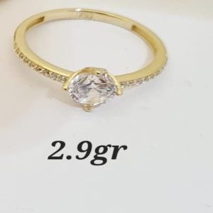 18K Gold Solitaire Pavé Ring – Size 5.5 (2.9g)